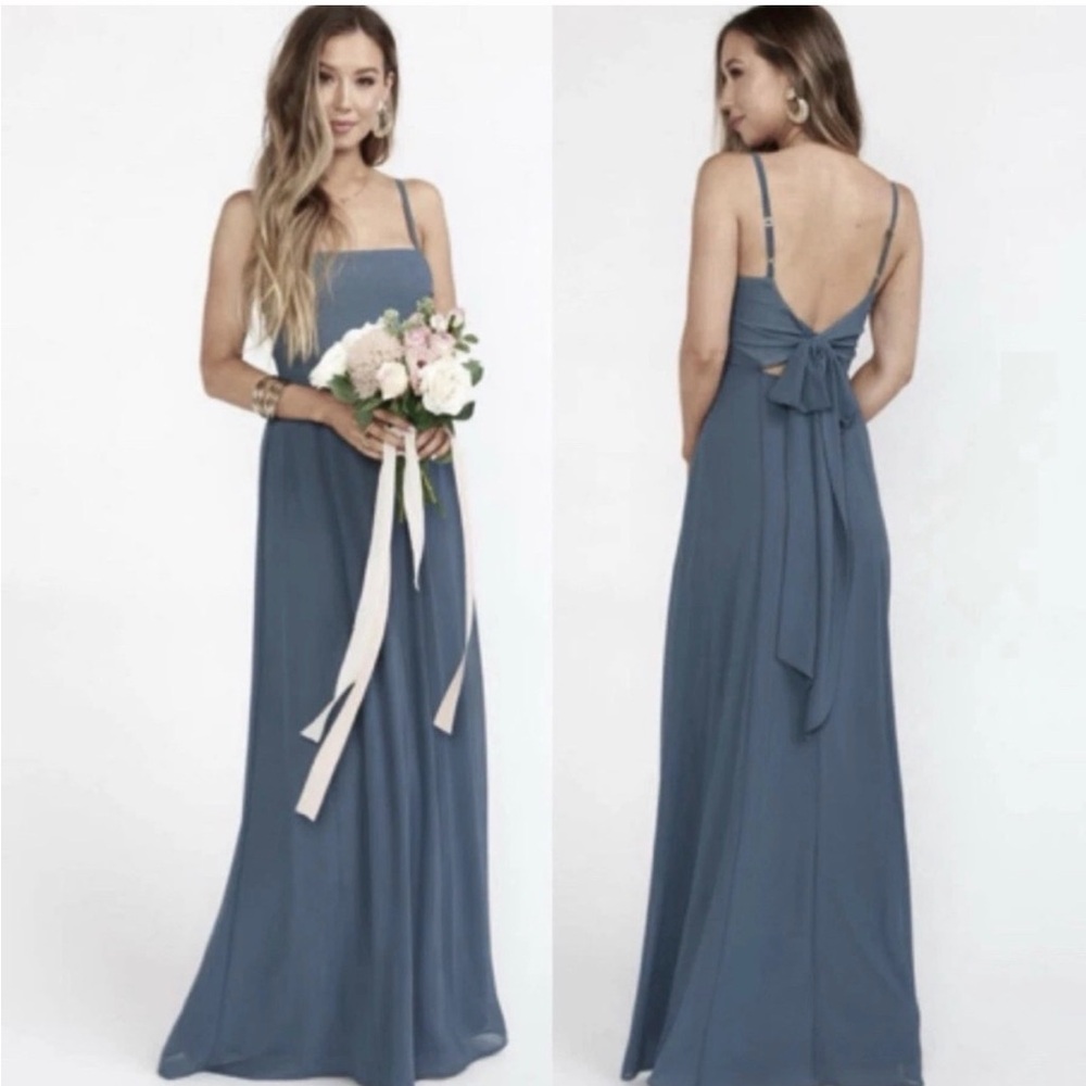 Show Me Your MuMu Lauren Tie Back Maxi Dress S Slate Blue